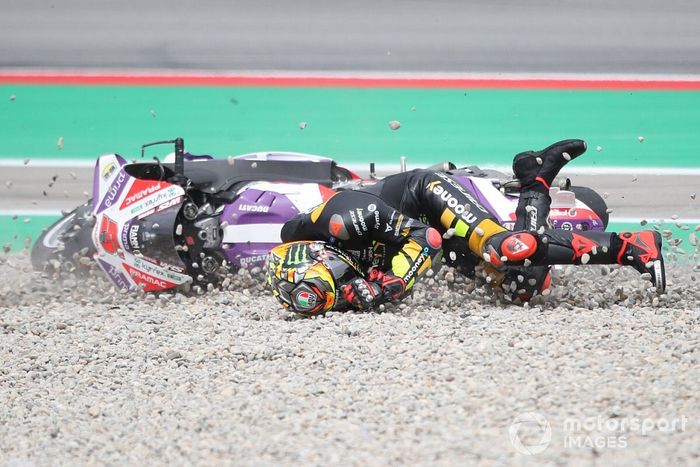 Catalan MotoGP stopped after scary pile-up, Bagnaia highside at start